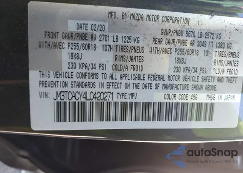 2020 Mazda Cx-9 Touring from USA, damaged, VIN JM3TCACY4L0420271